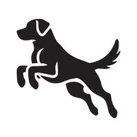 Silhouette of a Labrador Retriever in a striking pose, such as Leaping mid-air attentively vector