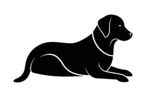 Minimalist Black LabradorMinimalist Black Labrador Silhouette in Calm Lying down,Sleeping and Resting Pose vector