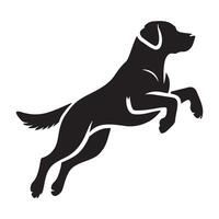 Silhouette of a Labrador Retriever in a striking pose, such as Leaping mid-air attentively vector