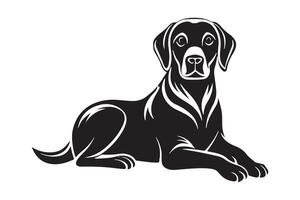 Minimalist Black LabradorMinimalist Black Labrador Silhouette in Calm Lying down,Sleeping and Resting Pose vector