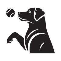 silhouette of a Labrador Retriever in a striking pose, such as Fetching a ball attentively vector