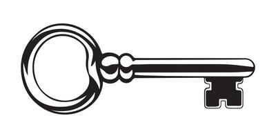 A simple, elegant silhouette of an ornate key, perfect for representing security, unlocking, or vintage themes. vector