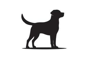 Minimalistic Labrador Retriever Silhouette Standing Alert with Wagging Tail vector