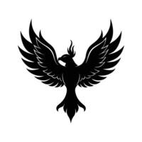 A black bird with wings spread out on a white background vector