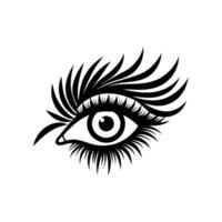 An eye with long lashes and a black and white design vector