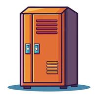 An orange locker with a door open vector