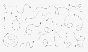 Set of dash arrows. Squiggle line arrows moving up and down. Left and right direction. Infographic elements vector