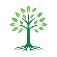 A green tree logo with roots on a white background vector
