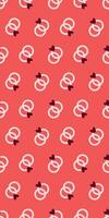 Romantic Linked Rings Pattern with Hearts on Coral Red Background. Valentines Day seamless pattern Vertical social media stories reels design element, 14 February and anniversary. Vertical poster vector