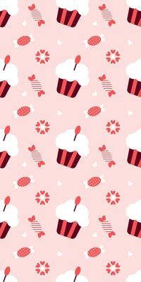 Playful Cupcake and Candy Pattern on Soft Pink Valentines Day seamless pattern Vertical social media stories reels design element, 14 February and anniversary. Vertical poster