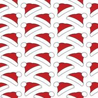 Seamless New Year's pattern of Santa Claus hats on a white background. vector