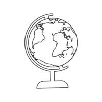 black and white illustration of the globe on a white background. vector