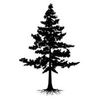 Black Trees and root with leaves look beautiful and refreshing. Tree and roots LOGO style. vector