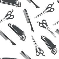 Seamless pattern and set of hairdressing tools on a white background. vector