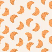Seamless pattern of croissants hand drawn vector