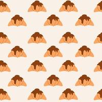 Seamless pattern of croissants with chocolate hand drawn vector