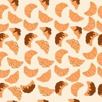 Seamless pattern of different hand drawn croissants vector
