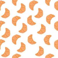Seamless pattern of croissants with decor hand drawn vector