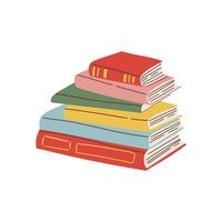 Cute colorful book collection. Set of different stacks and piles of books, open and closed books. Educational theme, scientific and fiction literature. illustration isolated on white background vector