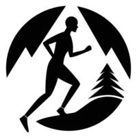 Runner on Trail Silhouette on White Background vector