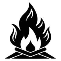 Campfire Silhouette on White Background vector