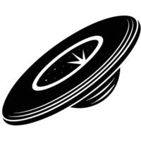 Flying Disc Silhouette on White Background vector