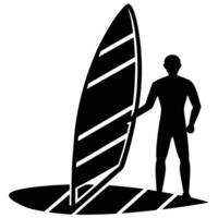 Windsurf Instructor Silhouette on White Background vector