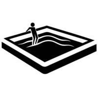 Swimming Pool Silhouette on White Background vector