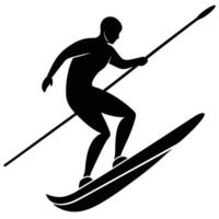 Water Skier Silhouette on White Background vector
