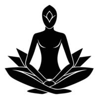 Lotus Pose Silhouette on White Background vector