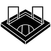 Softball Field Silhouette on White Background vector