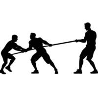 Tug of War Team Silhouette on White Background vector