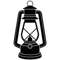 Camping Lantern Silhouette on White Background vector