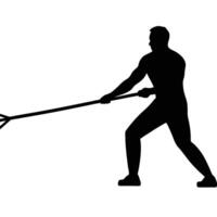 Tug of War Coach Silhouette on White Background vector