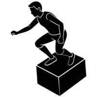 Box Jump Silhouette on White Background vector