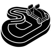 Go Kart Track Silhouette on White Background vector