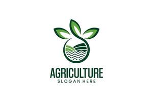 logo symbol of water leaves and fields for agricultural logo design vector
