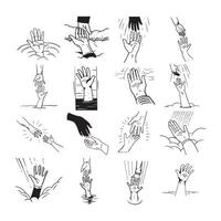 collection of helping hand Silhouette icons designed to represent assistance, support, and collaboration. helping hand graphic design elements vector