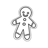 A gingerbread man is shown in a black and white drawing vector