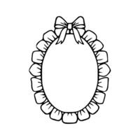 A black and white oval with a bow on it vector