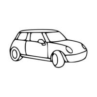 A small car is drawn in a line on a white background vector