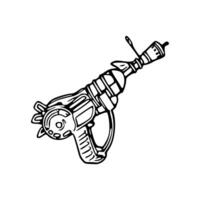 A drawing of a gun with a black outline vector