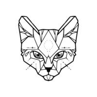 A geometric cat head with black lines on it vector