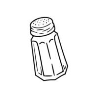 A salt shaker is shown in a line drawing vector