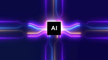 High tech neon lines futuristic circuit board animation Isolated on Black Background video