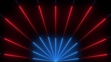 Abstract neon Lines moving up screen from down center Isolated on Black Background video