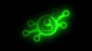 Global Networking Man icon Neon light profile animation Isolated on Black Background video