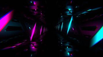 Cyan and Pink Neon Curve Line Tunnel Background VJ Loop in 4K video