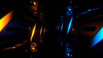 Orange and Blue Neon Curve Line Tunnel Background VJ Loop in 4K video