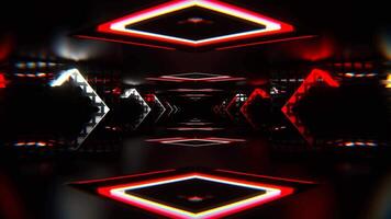 Red and White Neon Squares Amazing Endless Tunnel Background VJ Loop in 4K video
